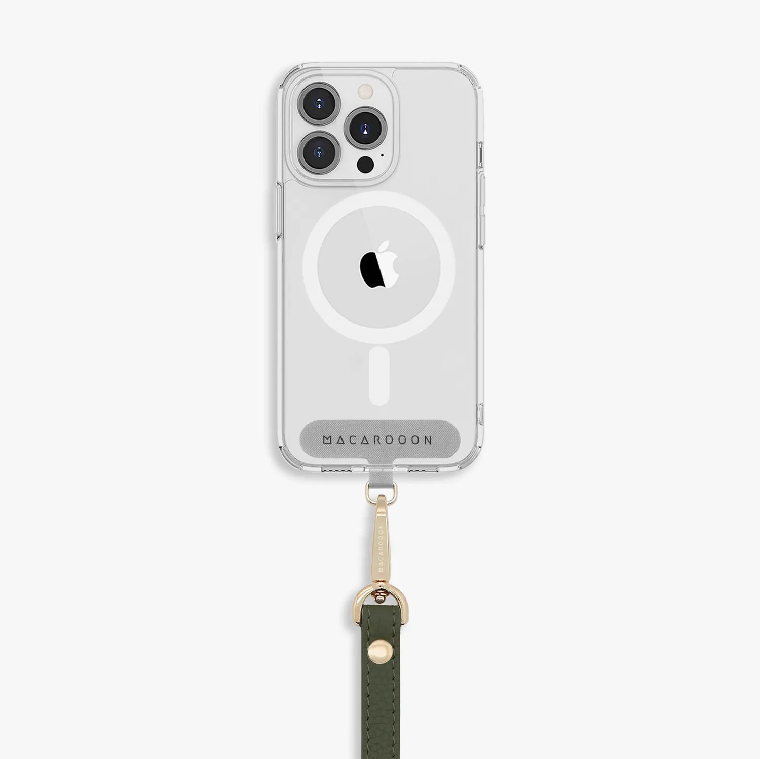 iPhone 13 Pro Max Clear Case with Wrist Leather Strap