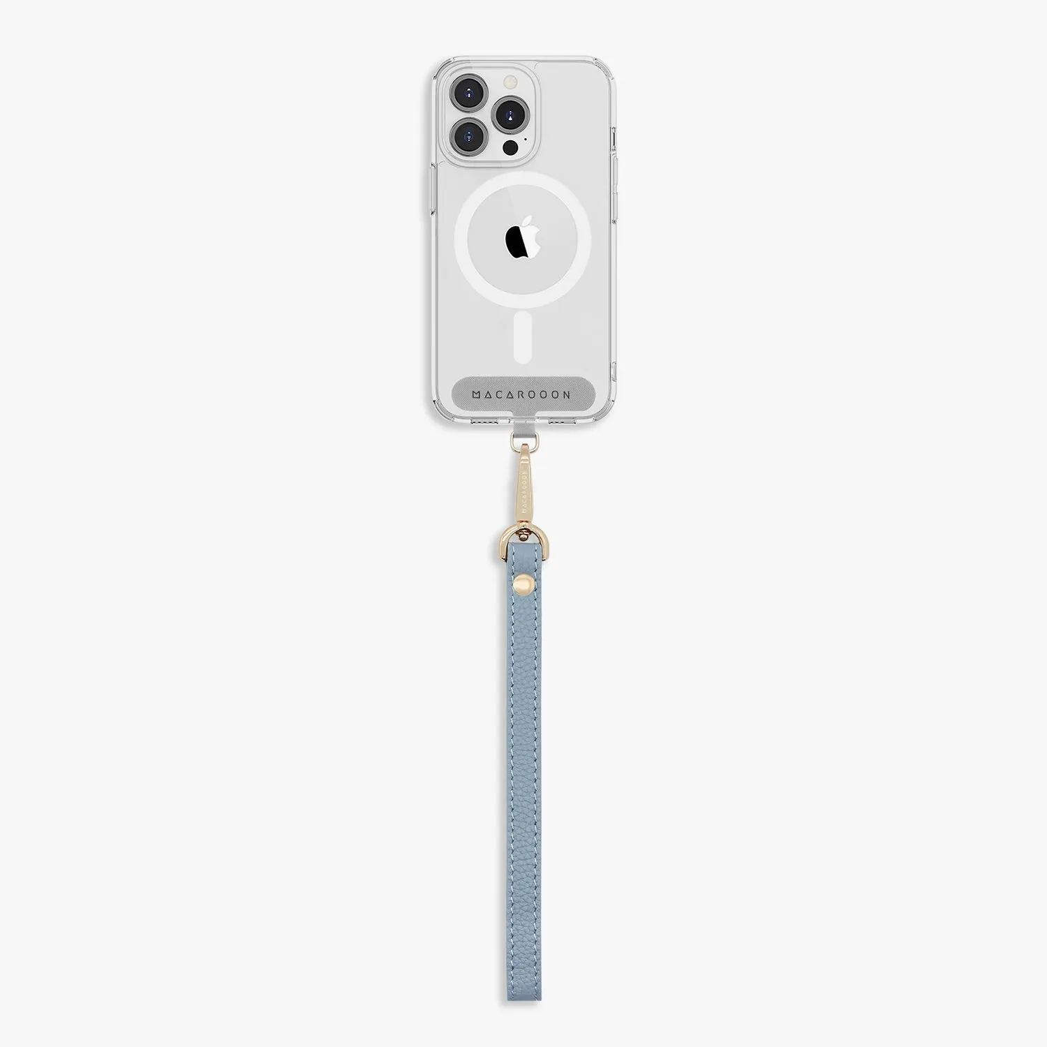 iPhone 13 Pro Max Clear Case with Wrist Leather Strap
