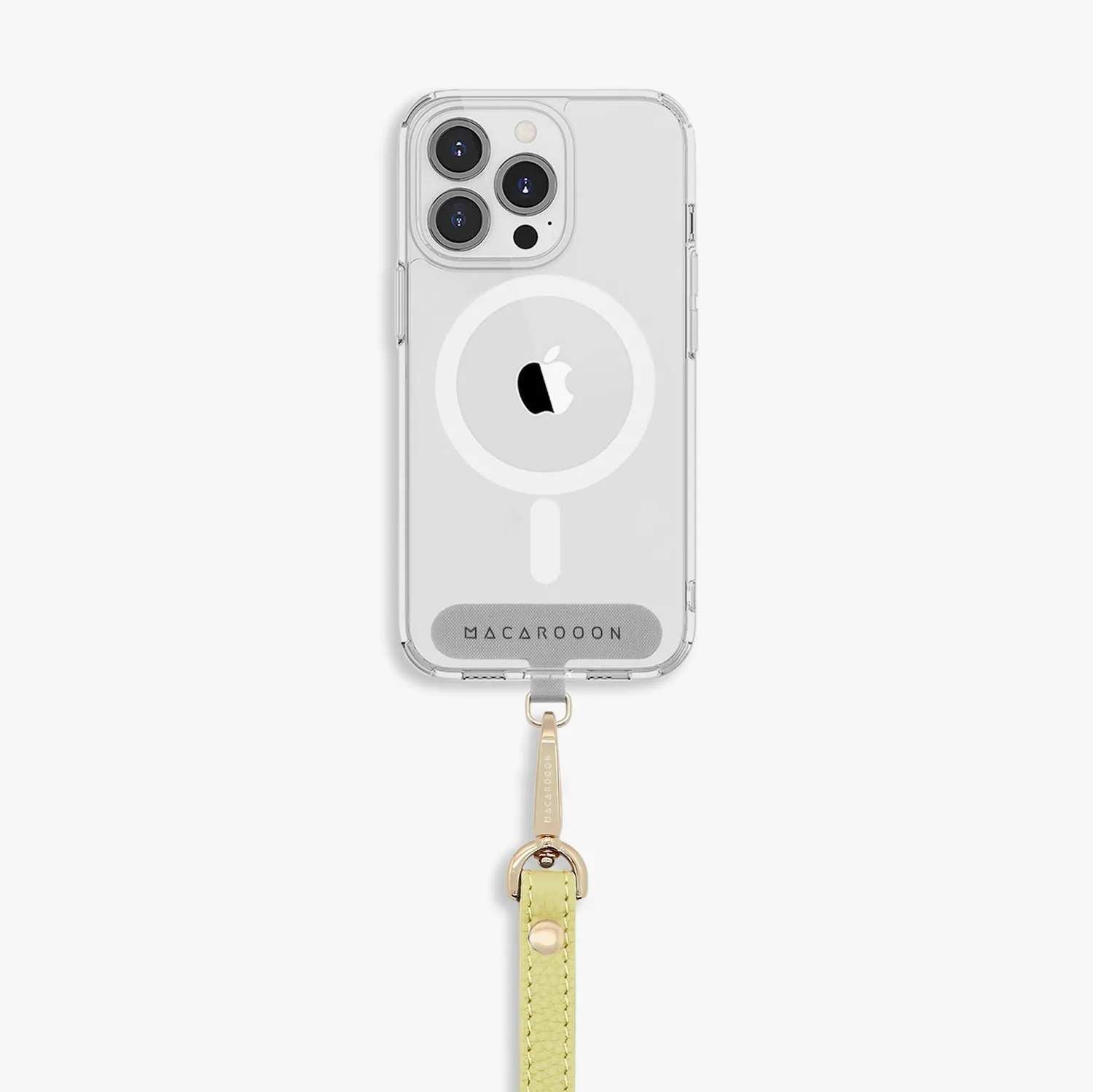 iPhone 13 Pro Max Clear Case with Wrist Leather Strap