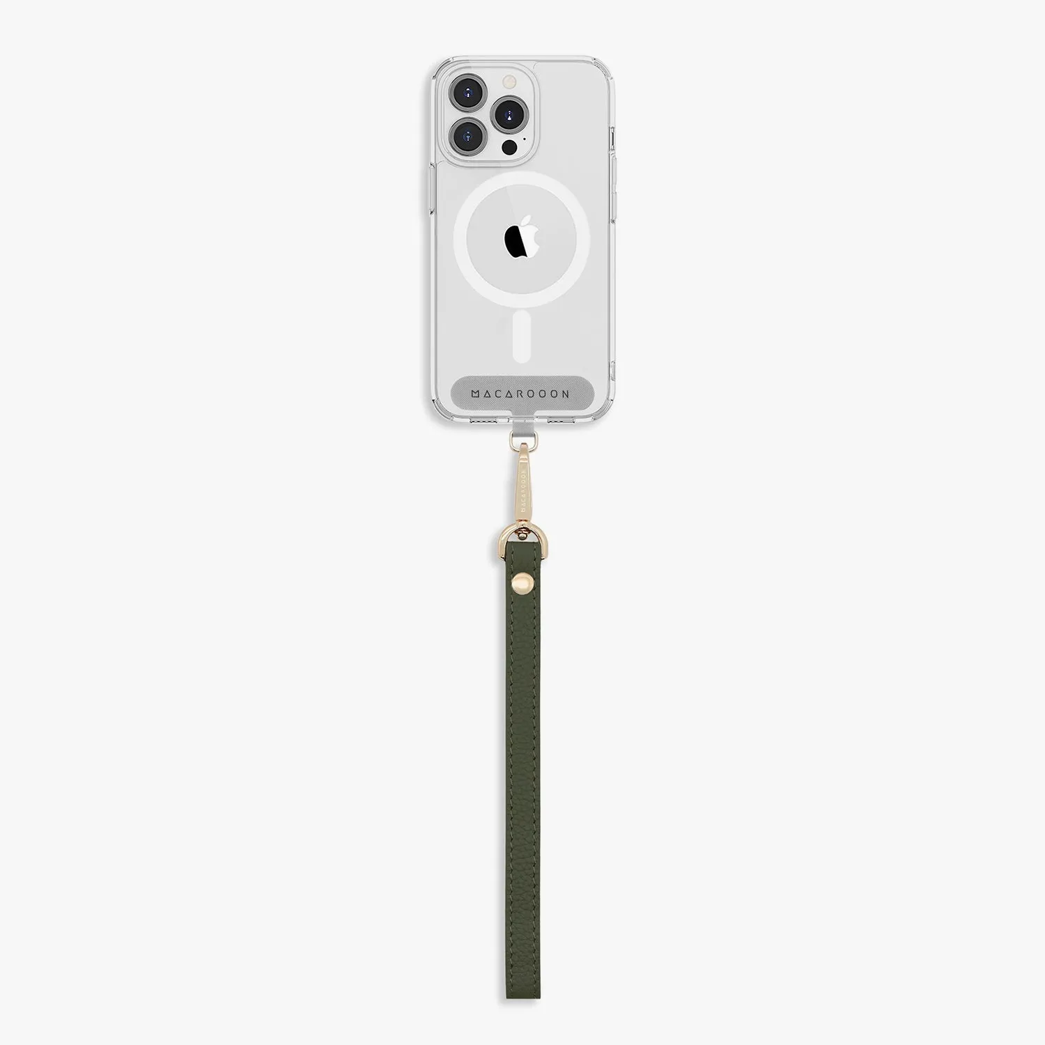 iPhone 13 Pro Max Clear Case with Wrist Leather Strap