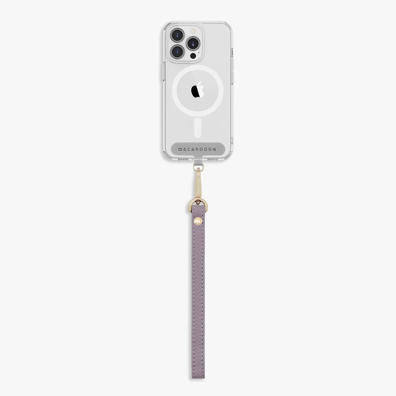 iPhone 13 Pro Max Clear Case with Wrist Leather Strap