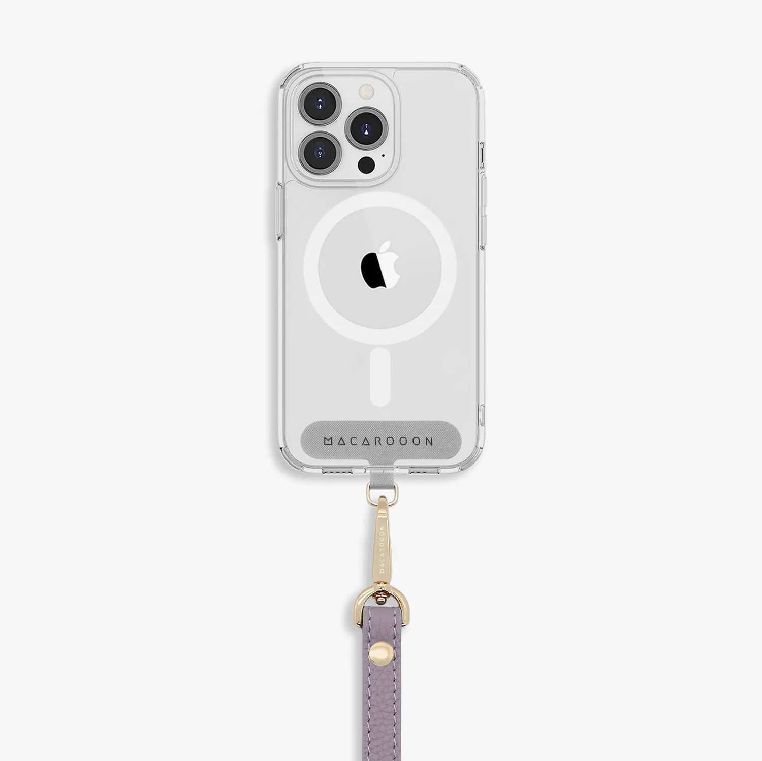 iPhone 15 Plus Clear Case with Wrist Leather Strap