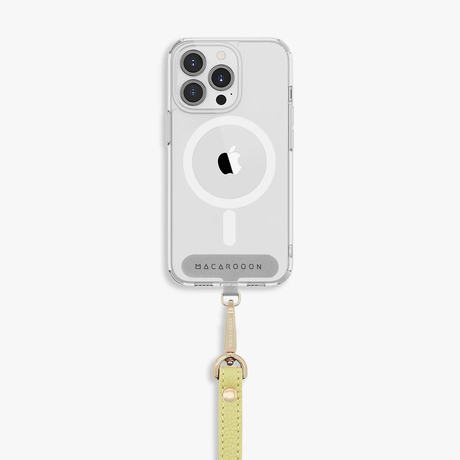 iPhone 15 Plus Clear Case with Wrist Leather Strap
