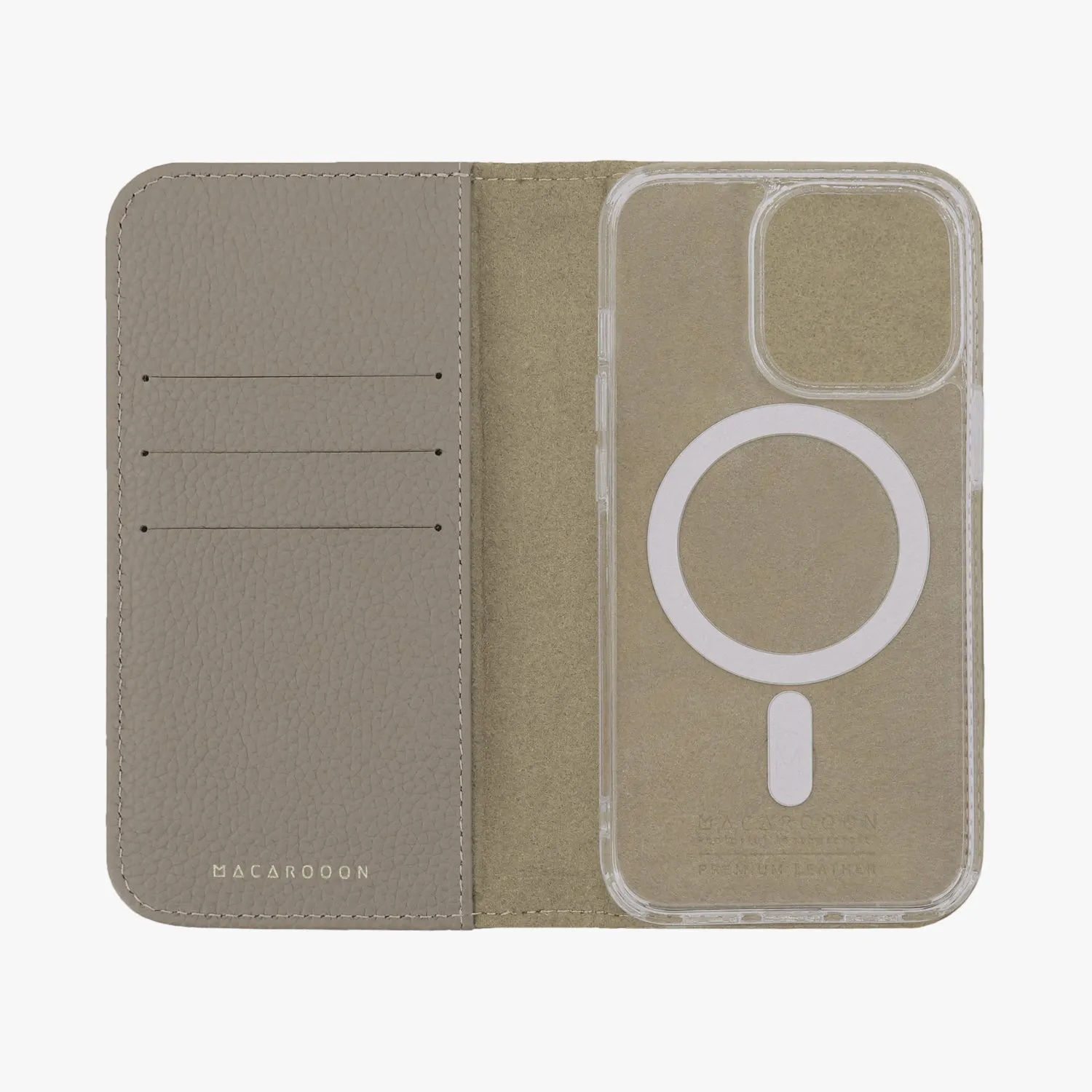 iPhone 15 Plus MagSafe Leather Flip Cover with Clear Case