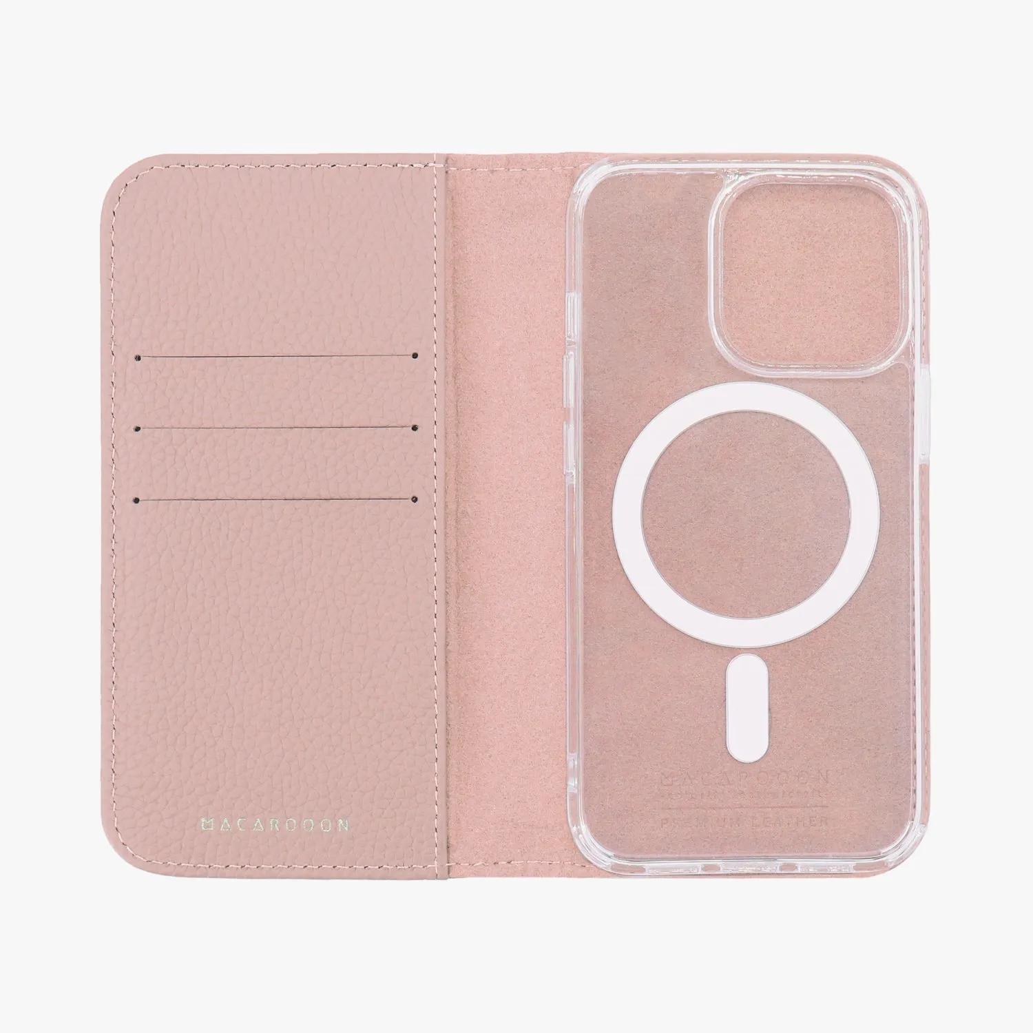 iPhone 15 Plus MagSafe Leather Flip Cover with Clear Case