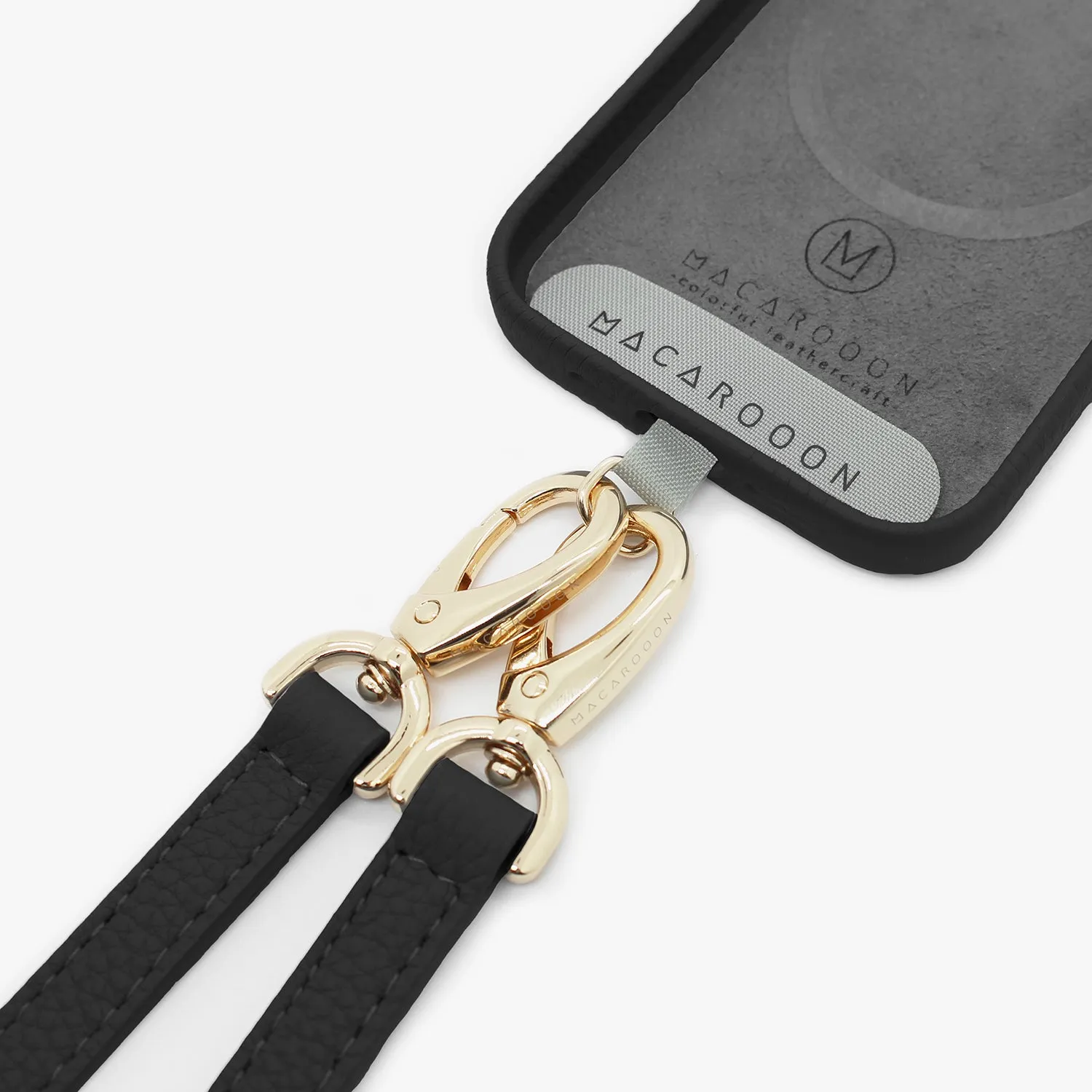 iPhone 16 Plus Leather MagSafe Case with Crossbody Leather Strap