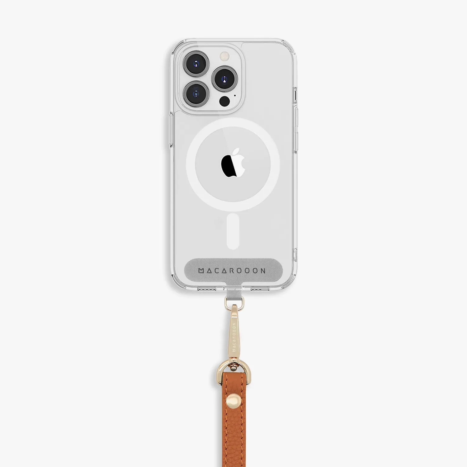 iPhone 16 Pro Max Clear Case with Wrist Leather Strap