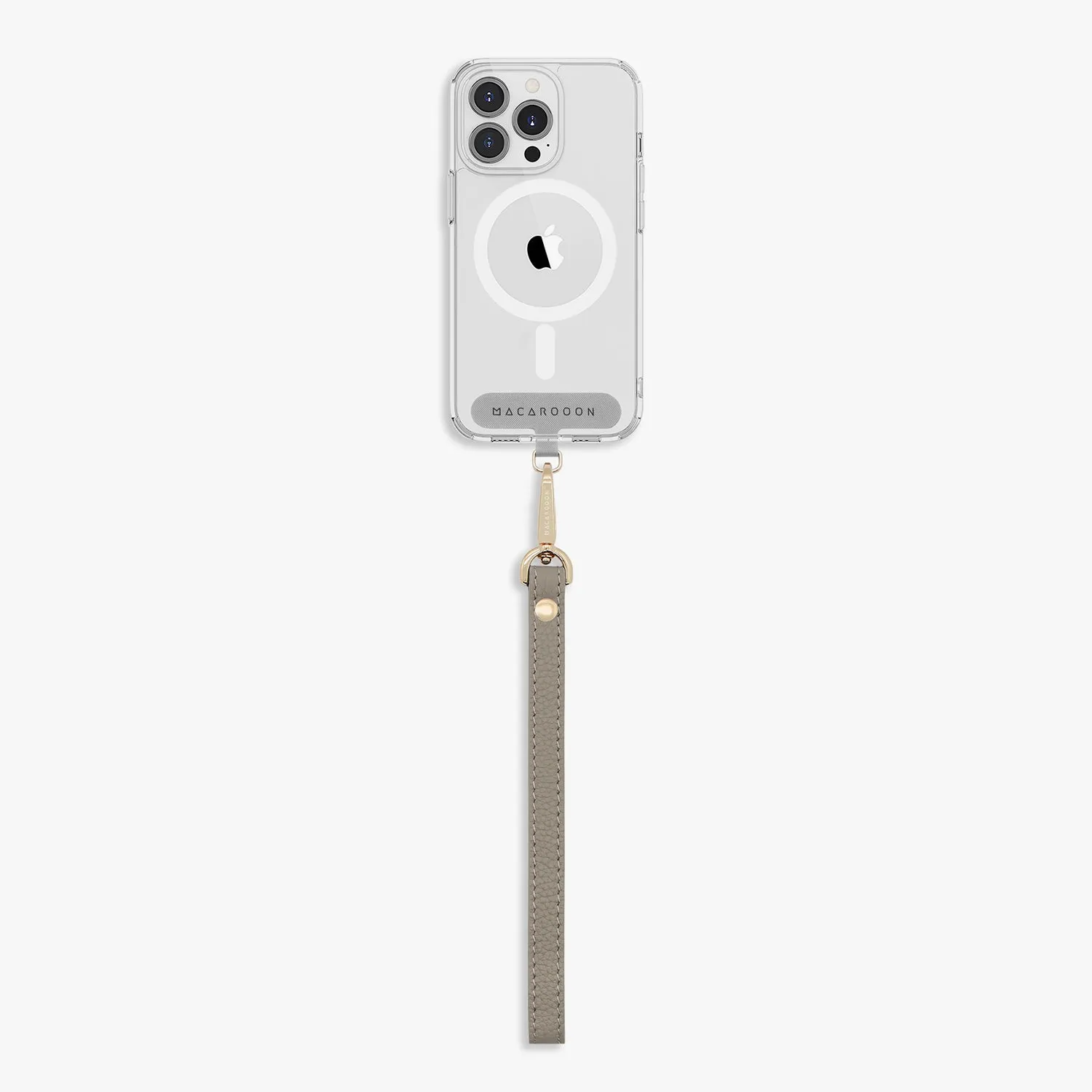 iPhone 16 Pro Max Clear Case with Wrist Leather Strap