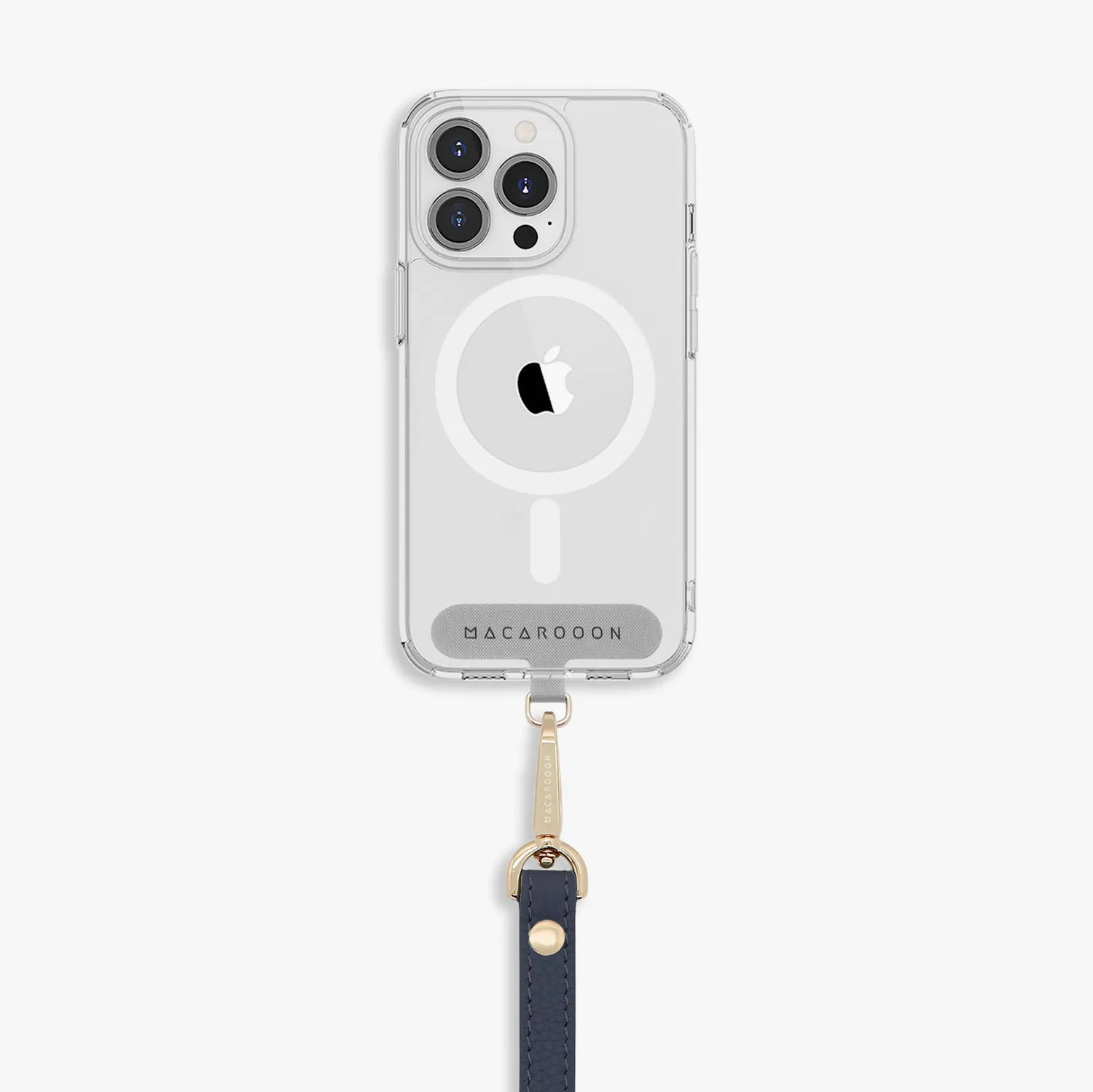 iPhone 16 Pro Max Clear Case with Wrist Leather Strap