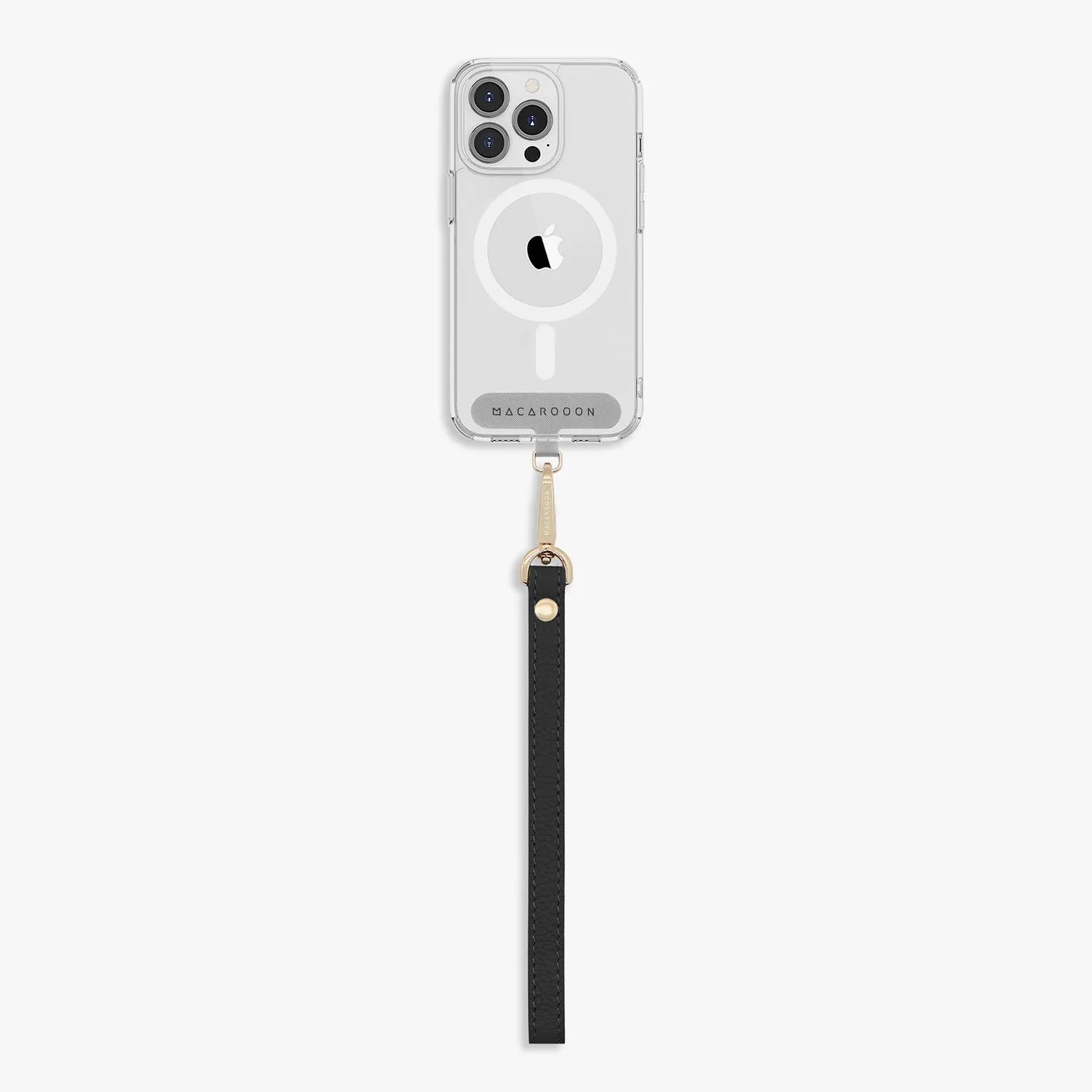 iPhone 16 Pro Max Clear Case with Wrist Leather Strap
