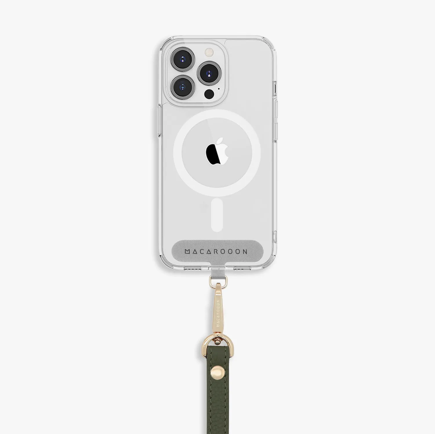 iPhone 16 Pro Max Clear Case with Wrist Leather Strap