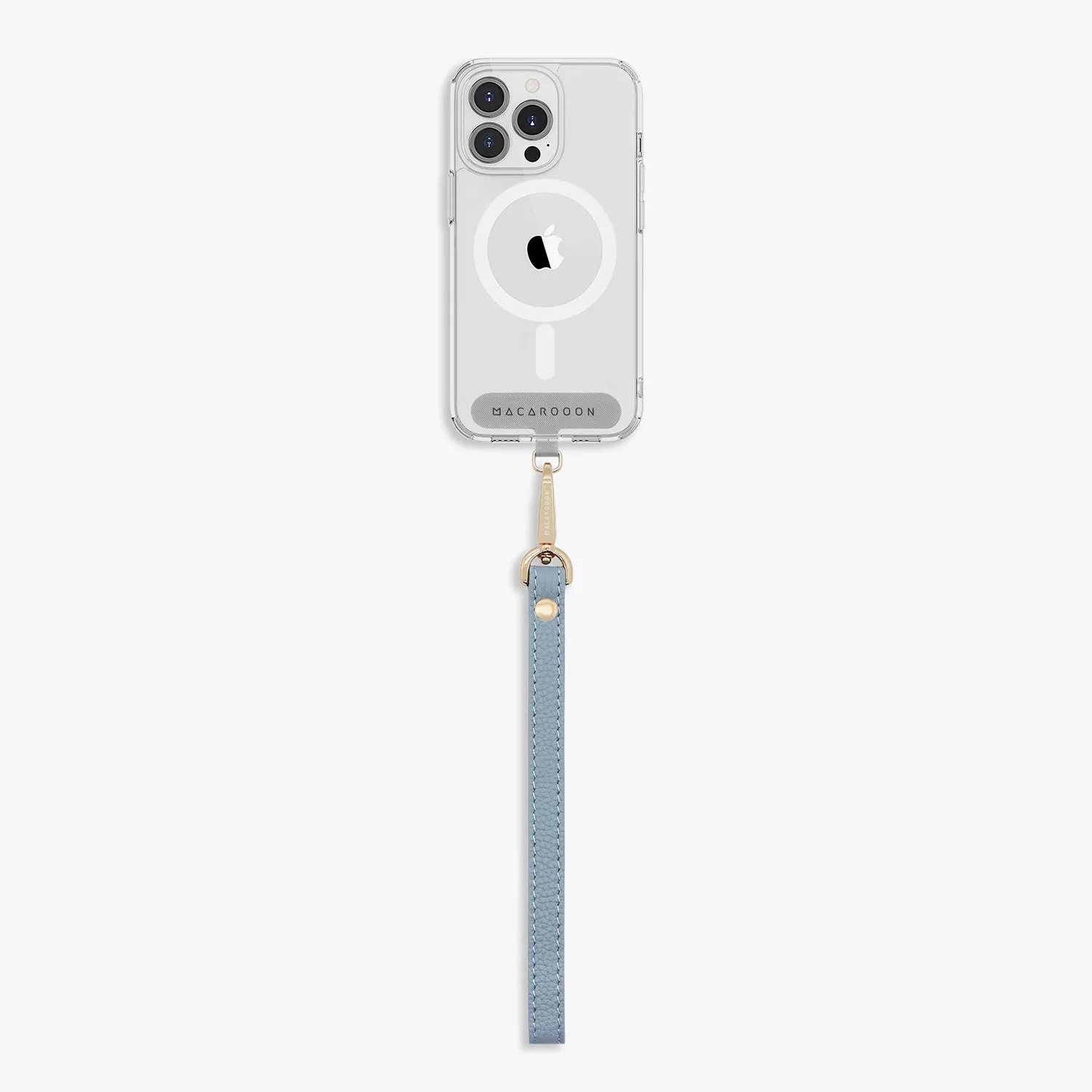iPhone 16 Pro Max Clear Case with Wrist Leather Strap
