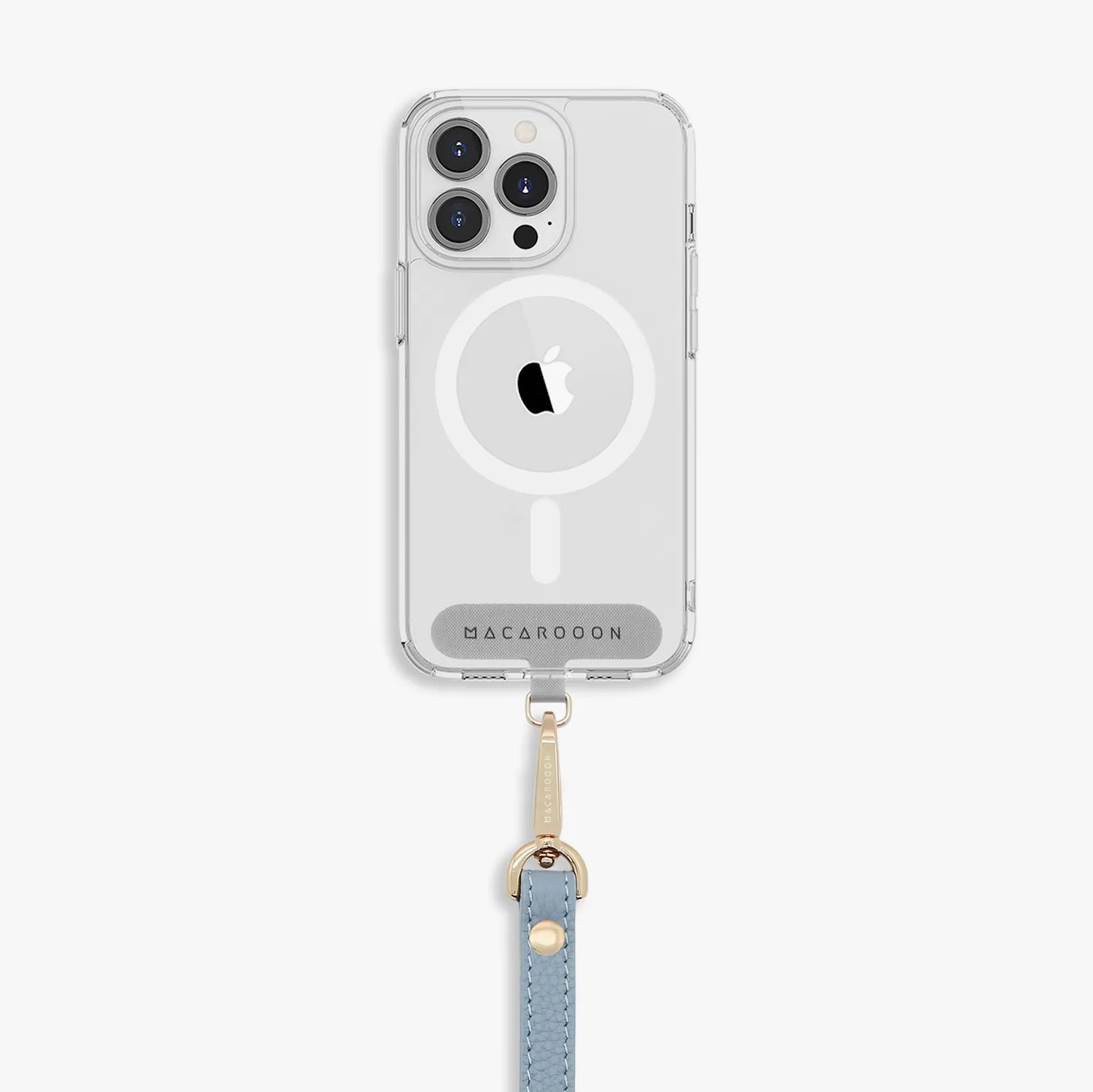 iPhone 16 Pro Max Clear Case with Wrist Leather Strap