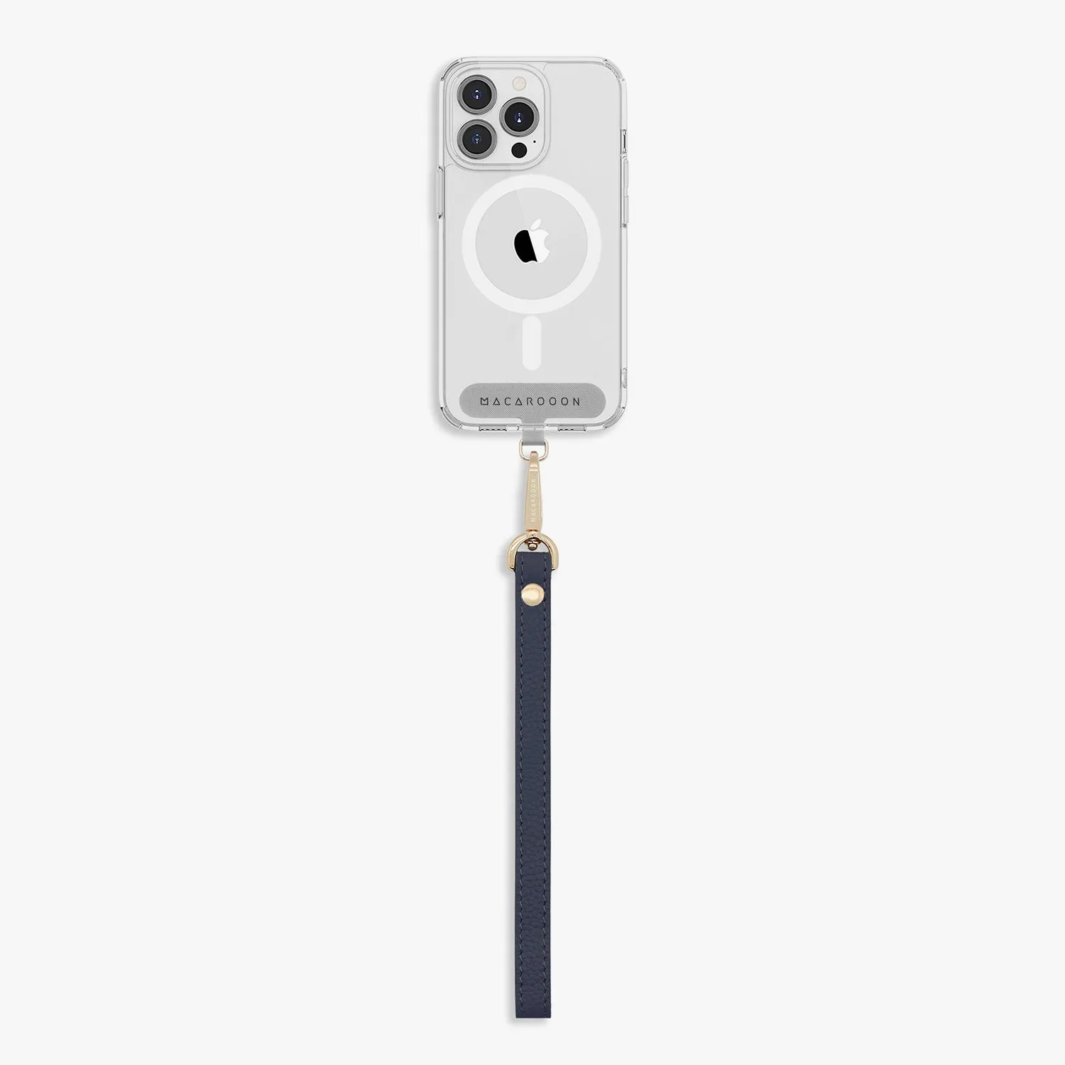 iPhone 16 Pro Max Clear Case with Wrist Leather Strap