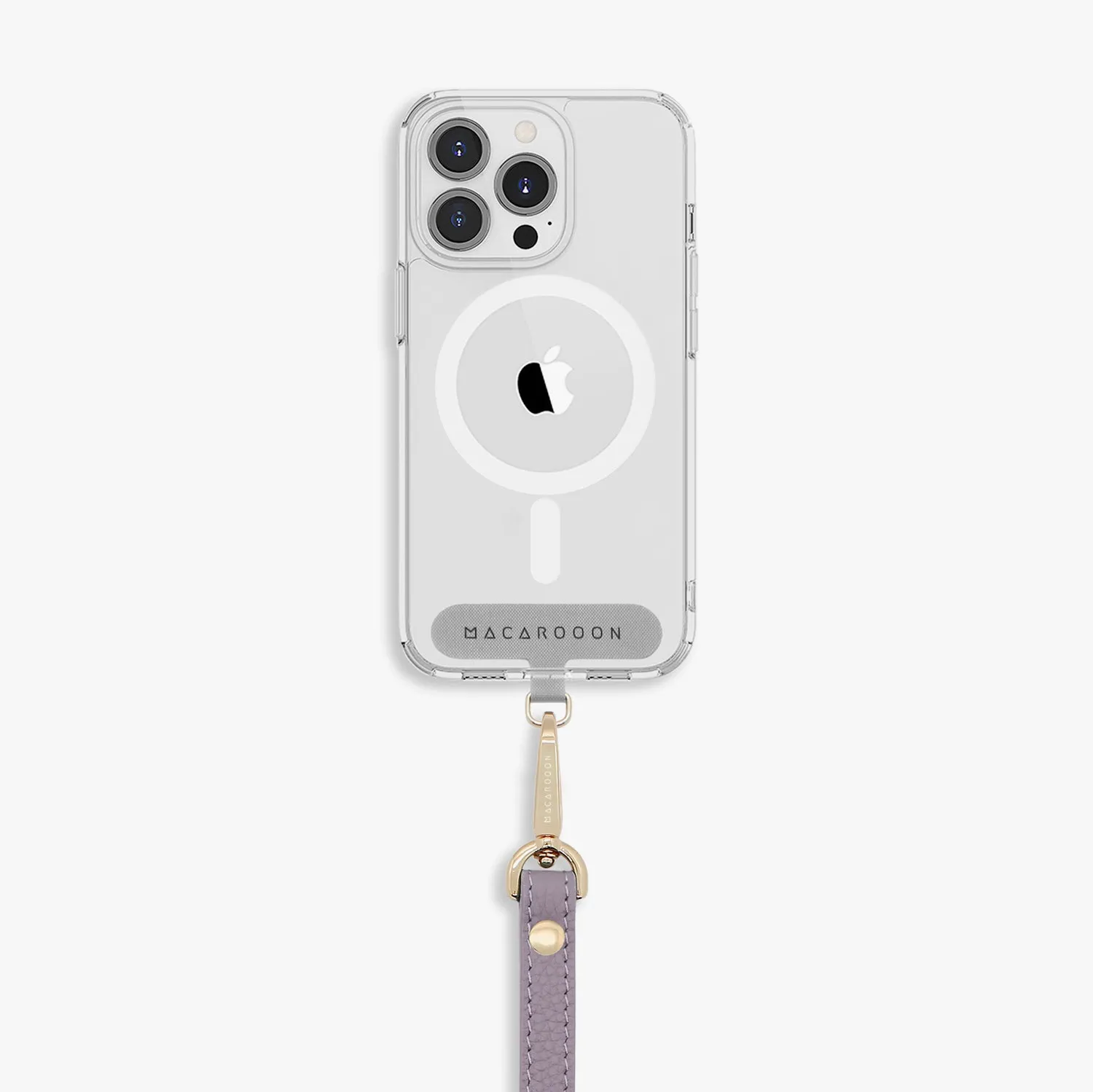 iPhone 16 Pro Max Clear Case with Wrist Leather Strap