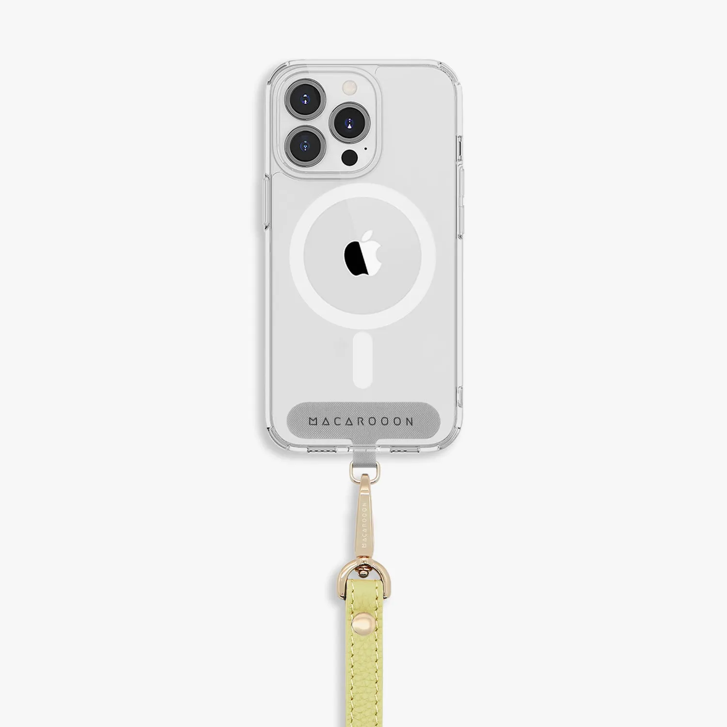 iPhone 16 Pro Max Clear Case with Wrist Leather Strap