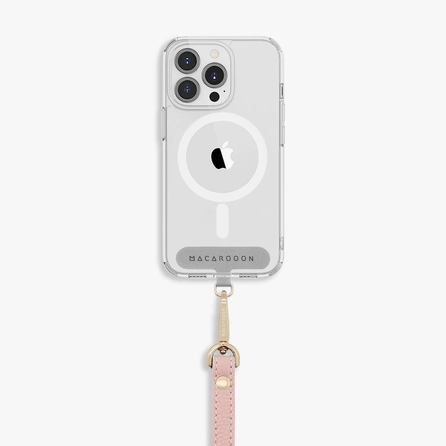 iPhone 16 Pro Max Clear Case with Wrist Leather Strap