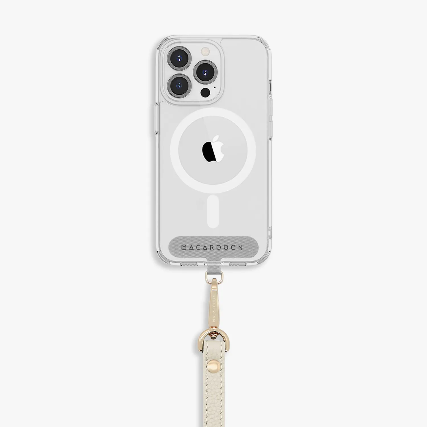 iPhone 16 Pro Max Clear Case with Wrist Leather Strap
