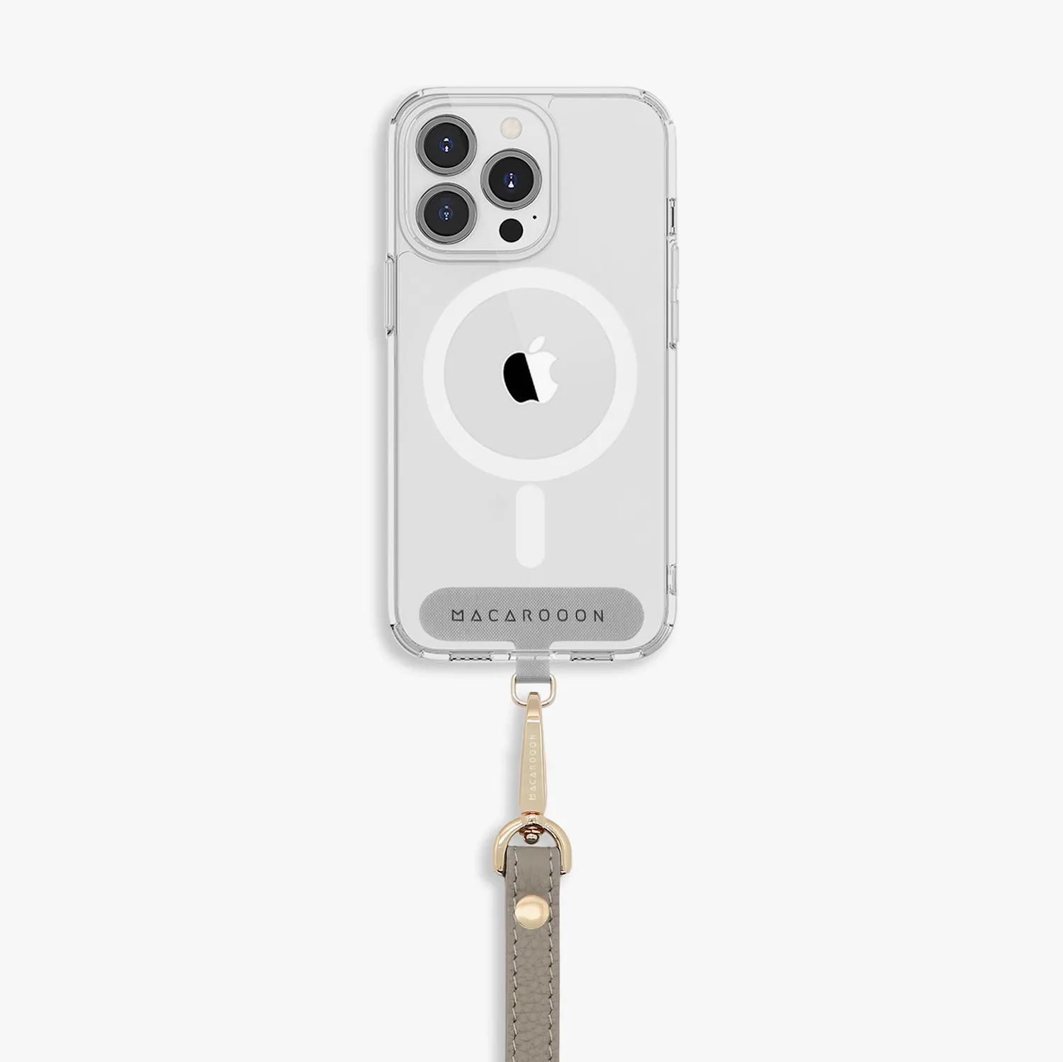 iPhone 16 Pro Max Clear Case with Wrist Leather Strap