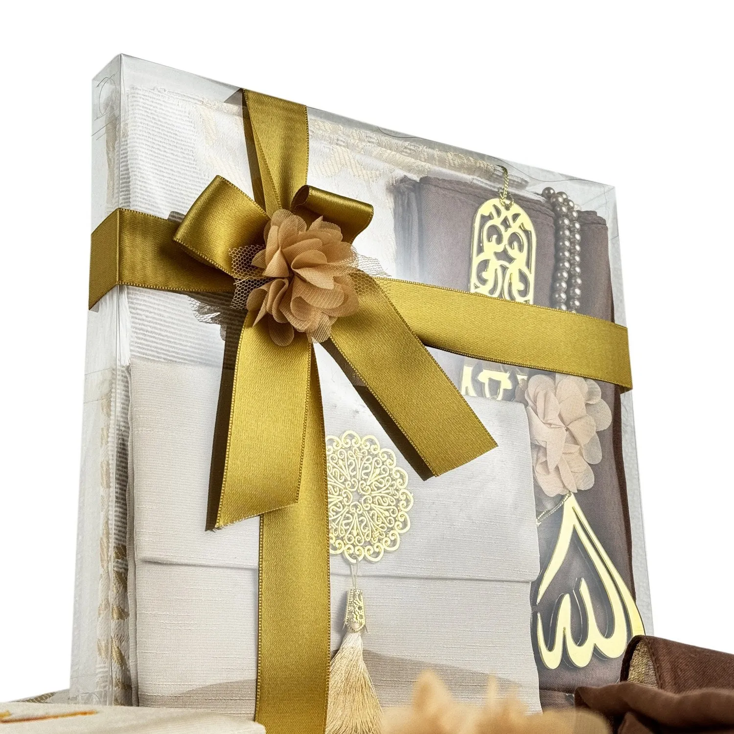 Islamic Prayer Rug Mat, Cream Color Prayer Set - Muslim Gift