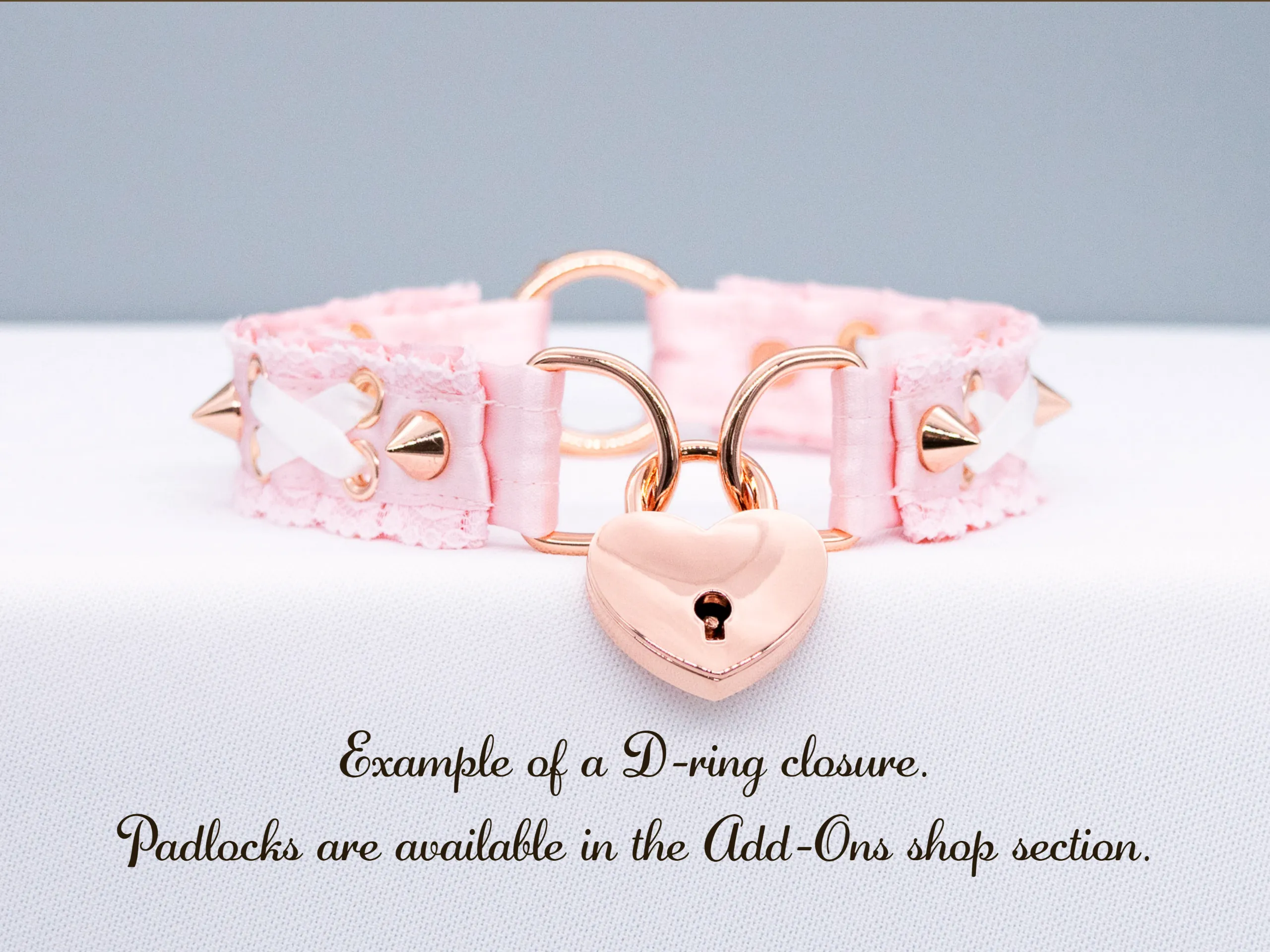 Lilac and White BDSM Collar in Rose Gold