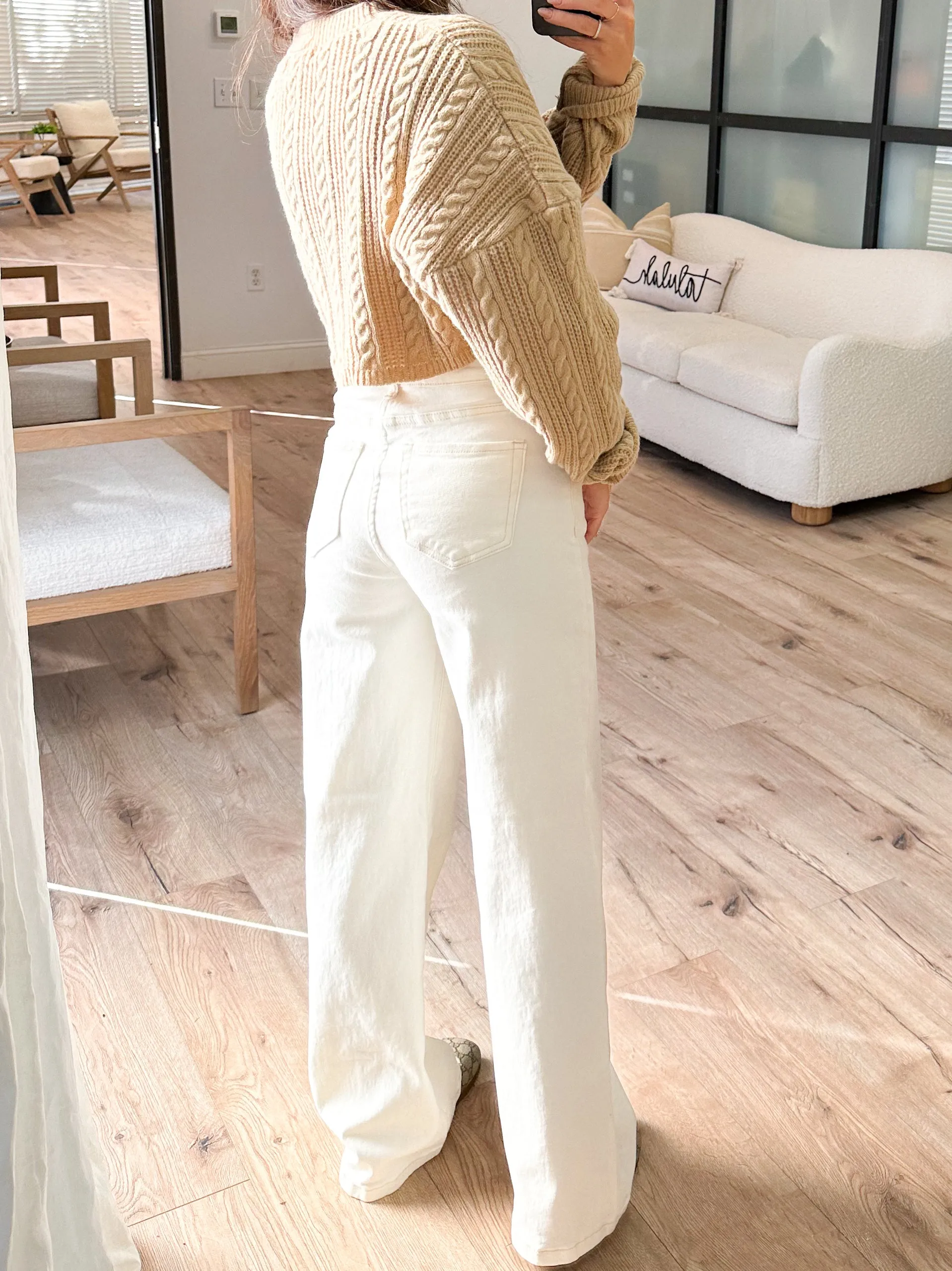 Mae Cable Knit Cropped Sweater | Taupe |  Plus Available | FINAL SALE