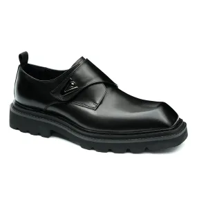 Men's leather buckle shoes