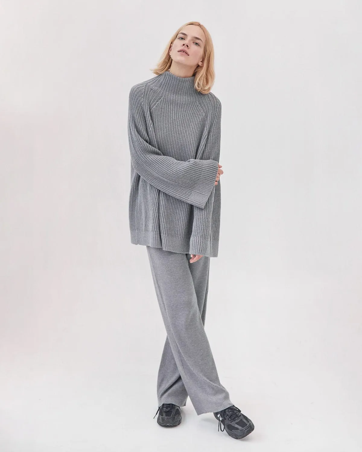 Milda: Grey Merino Wool Sweater