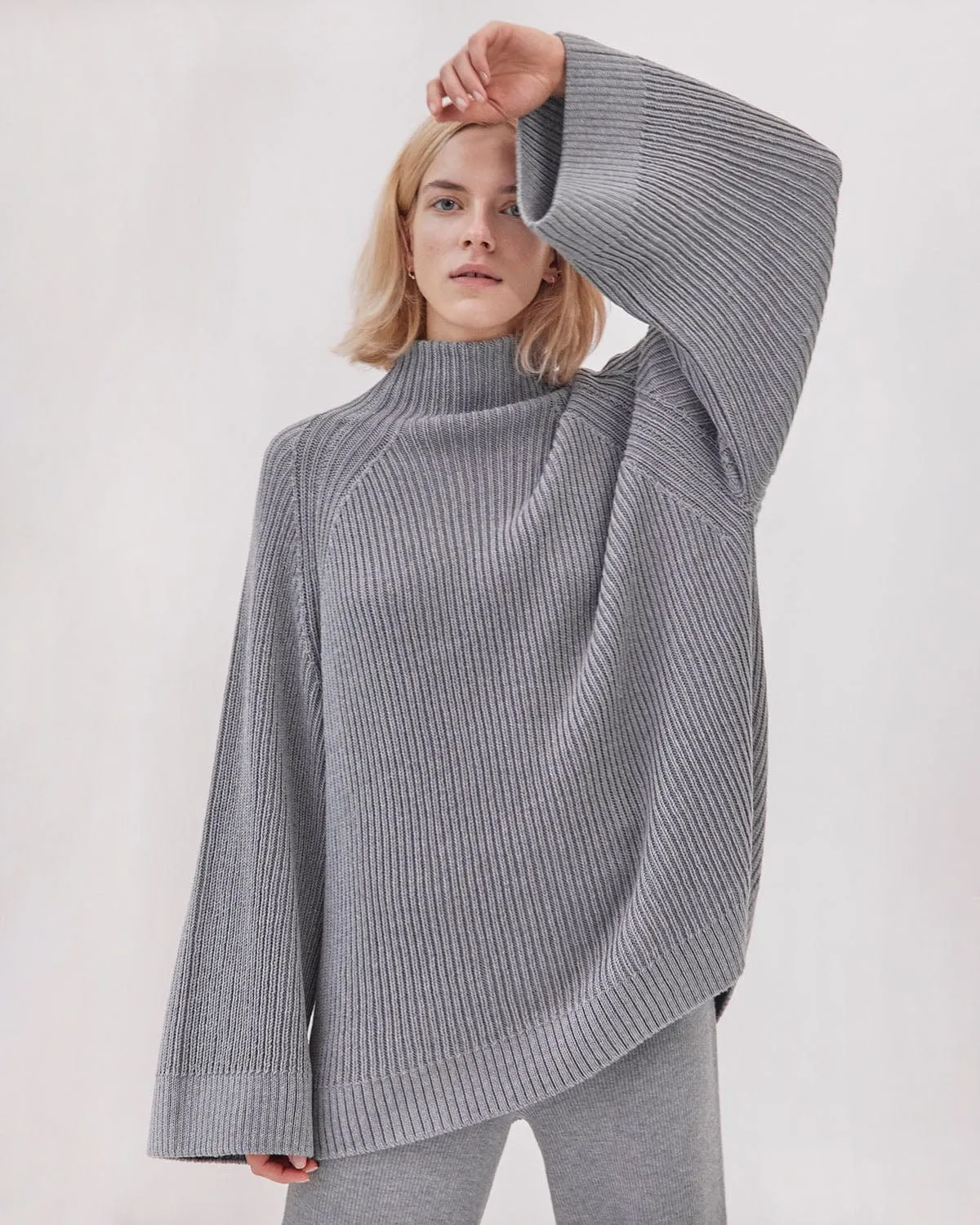 Milda: Grey Merino Wool Sweater