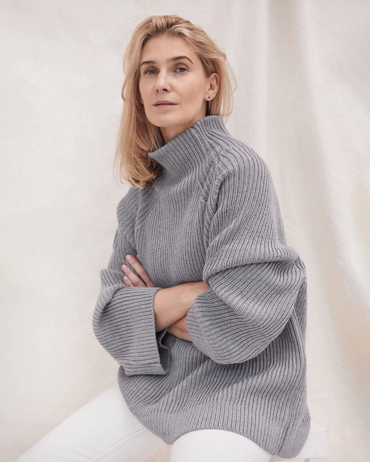Milda: Grey Merino Wool Sweater
