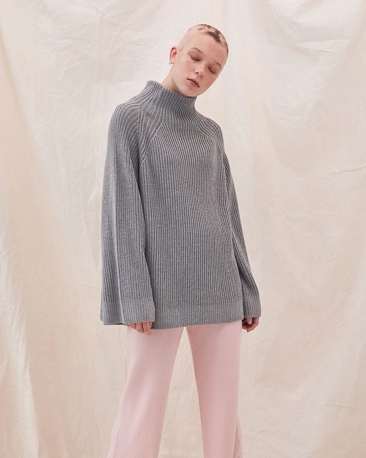 Milda: Grey Merino Wool Sweater