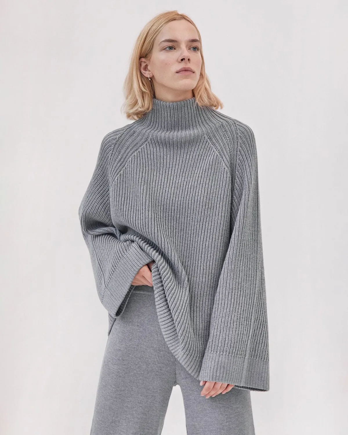 Milda: Grey Merino Wool Sweater