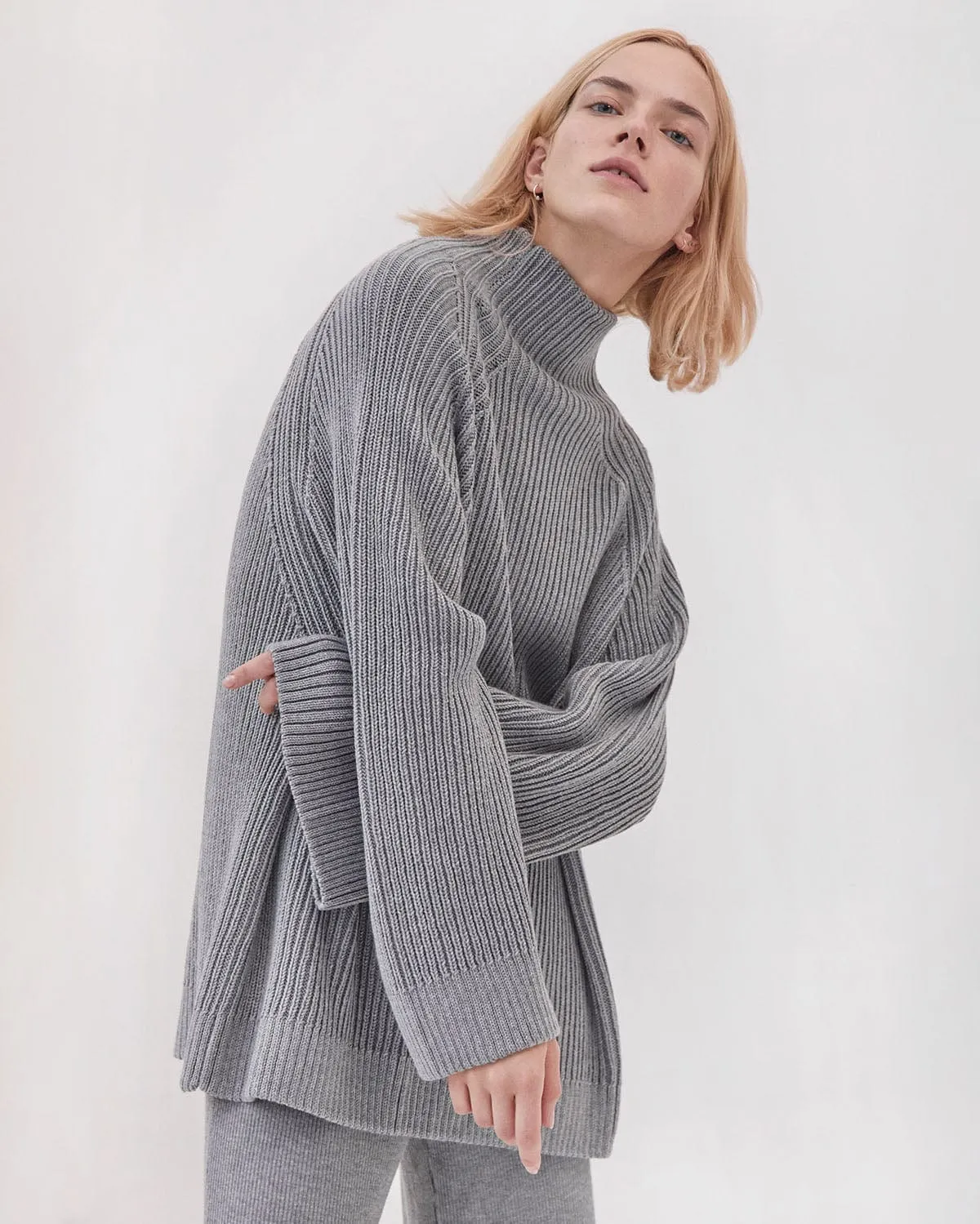 Milda: Grey Merino Wool Sweater
