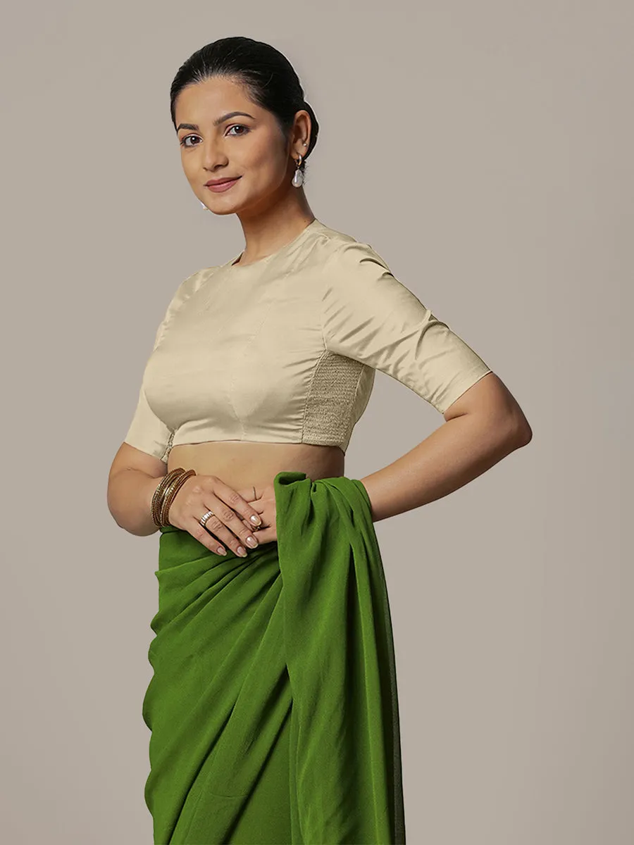 Myra x Rozaana | Cream Backless Saree Blouse w/ FlexiFit™