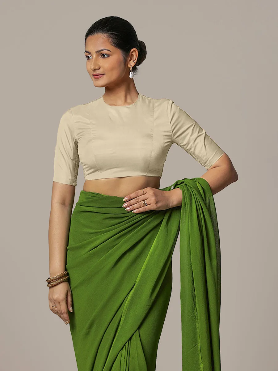 Myra x Rozaana | Cream Backless Saree Blouse w/ FlexiFit™