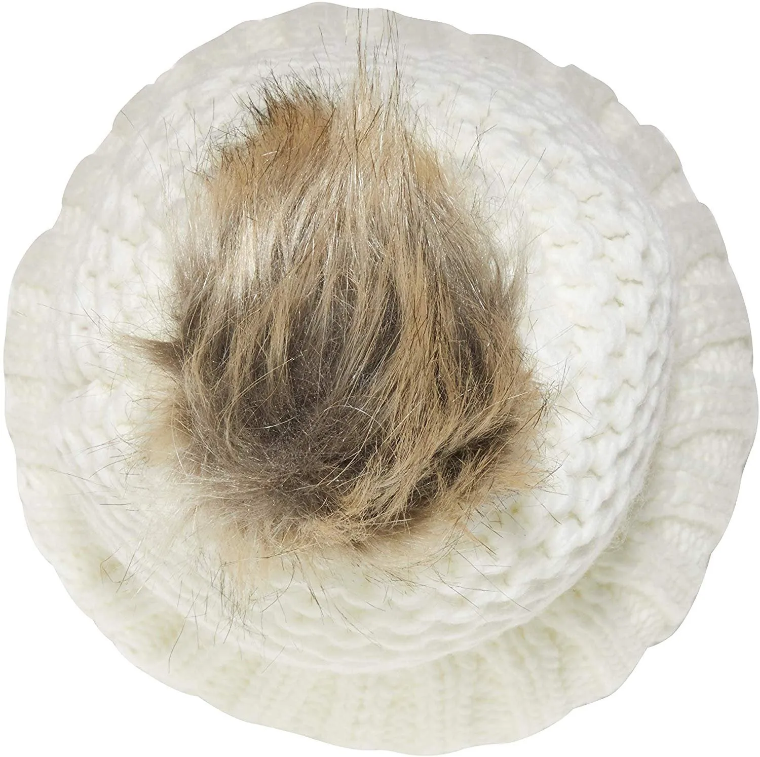 NYC Underground Soft Purl Knit Beanie Hat with Faux Fuzzy Fur Pom Warm Chunky Fall Winter Slouchy Lined Skull Cap Cuff