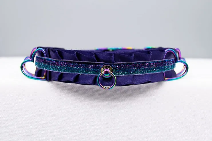 Rainbow Nebula Heart BDSM Collar