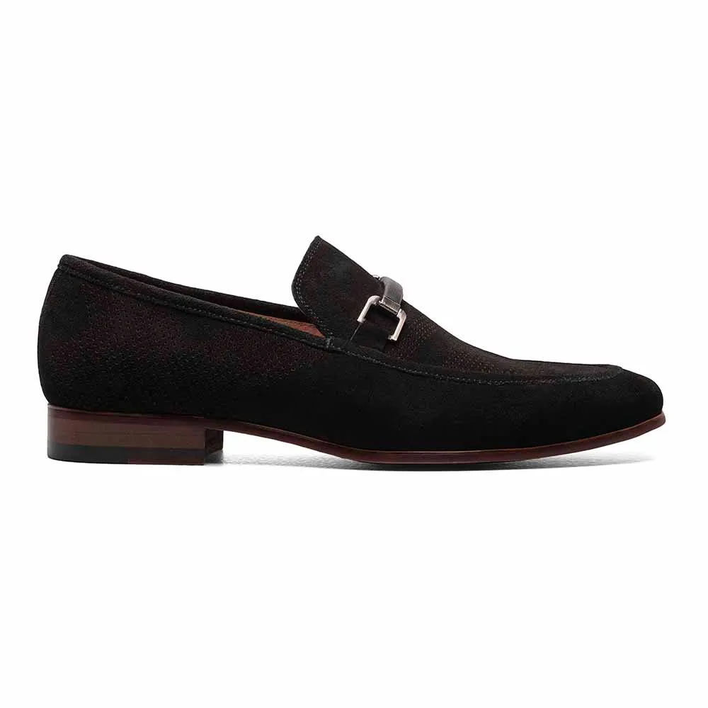 Stacy Adams Black Suede WYDELL Moc Toe Bit Slip On