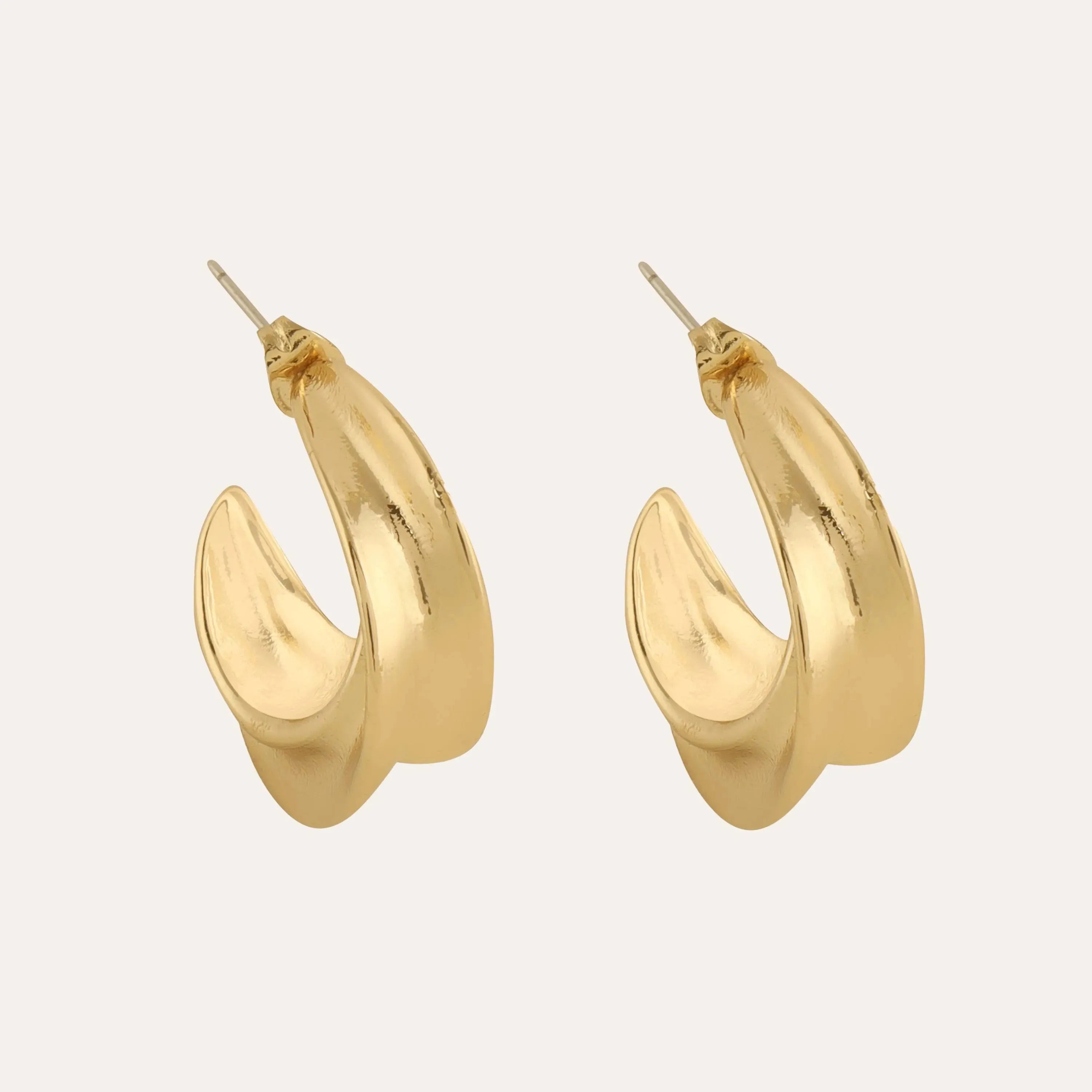 TFC Fluffy Clouds Gold Plated Hoop Earrings