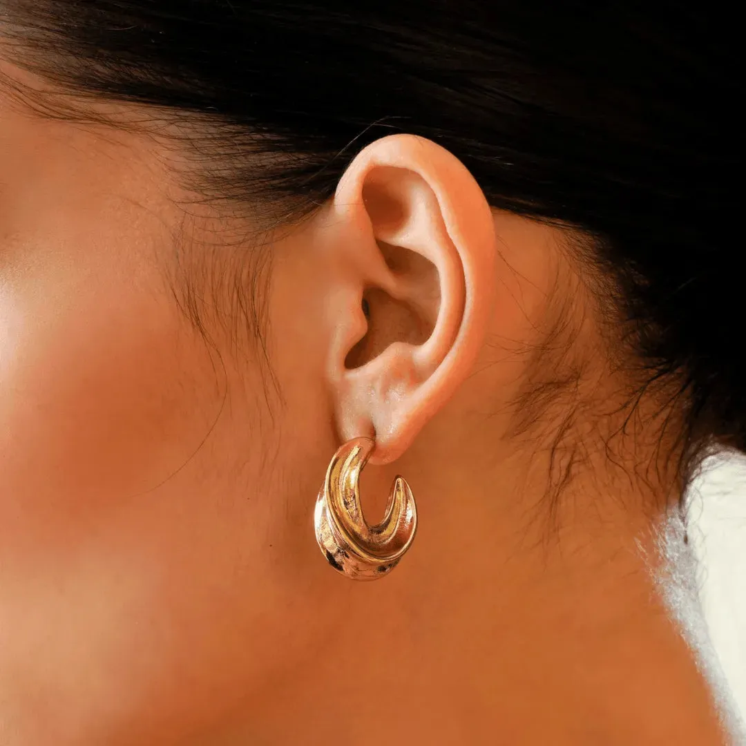 TFC Fluffy Clouds Gold Plated Hoop Earrings