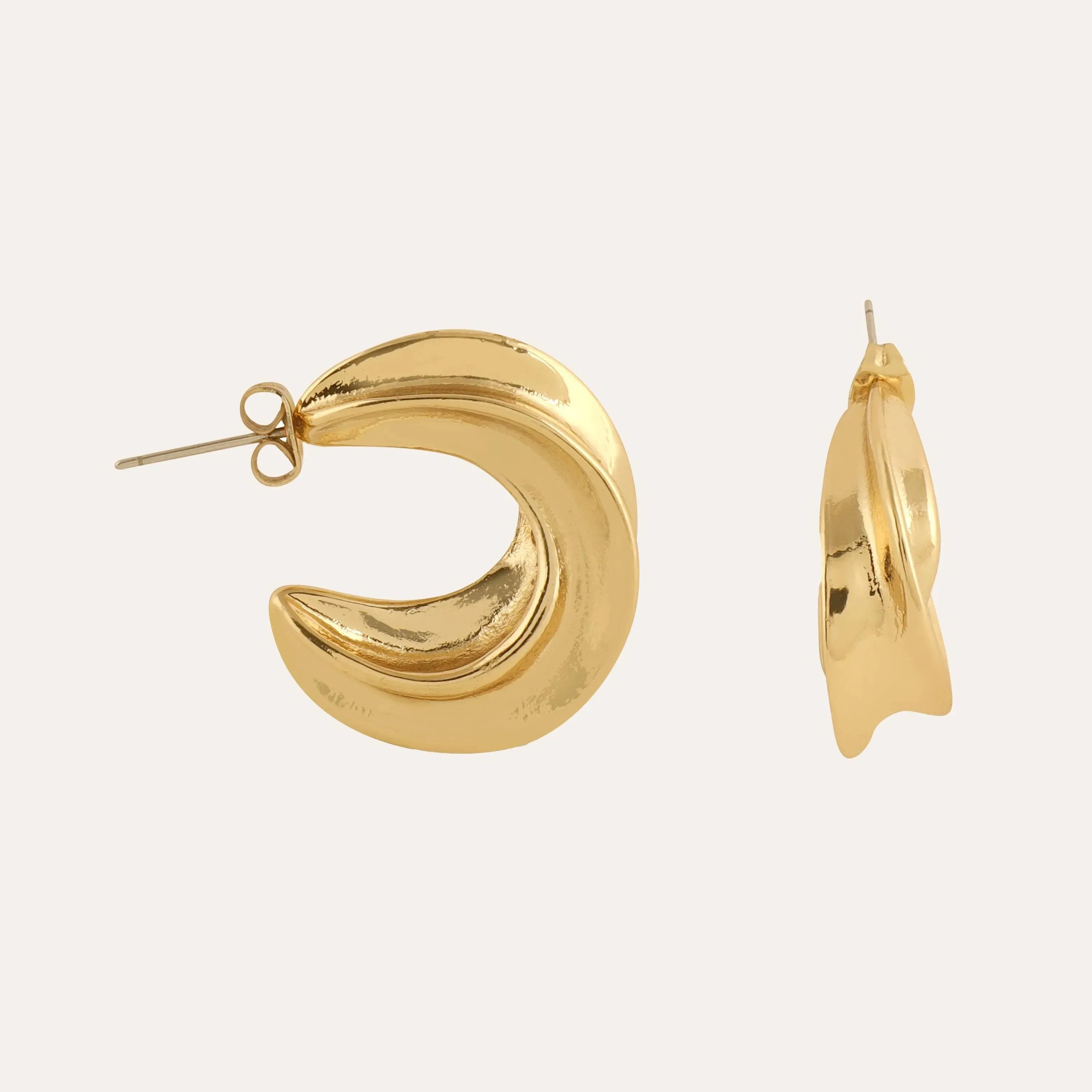 TFC Fluffy Clouds Gold Plated Hoop Earrings