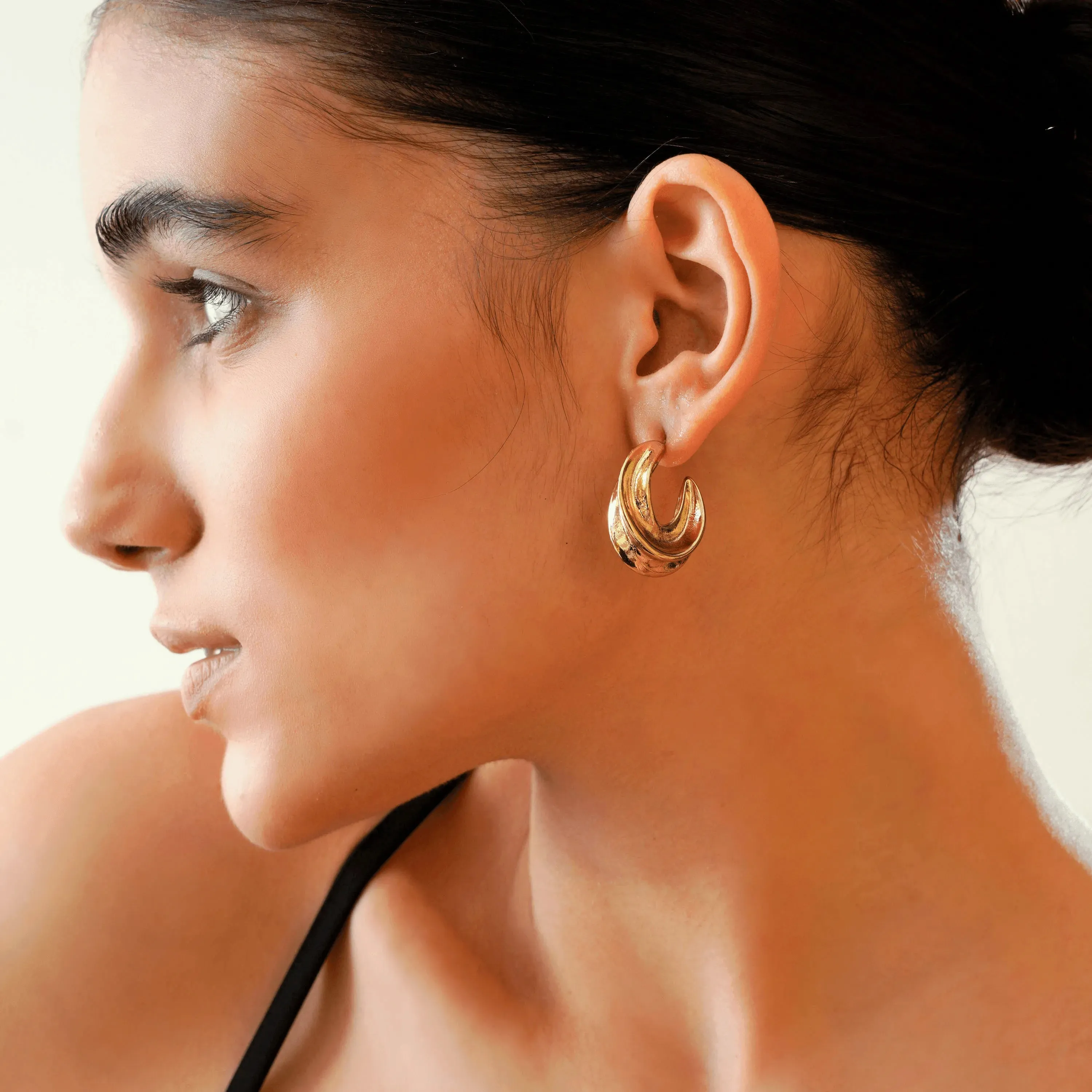 TFC Fluffy Clouds Gold Plated Hoop Earrings