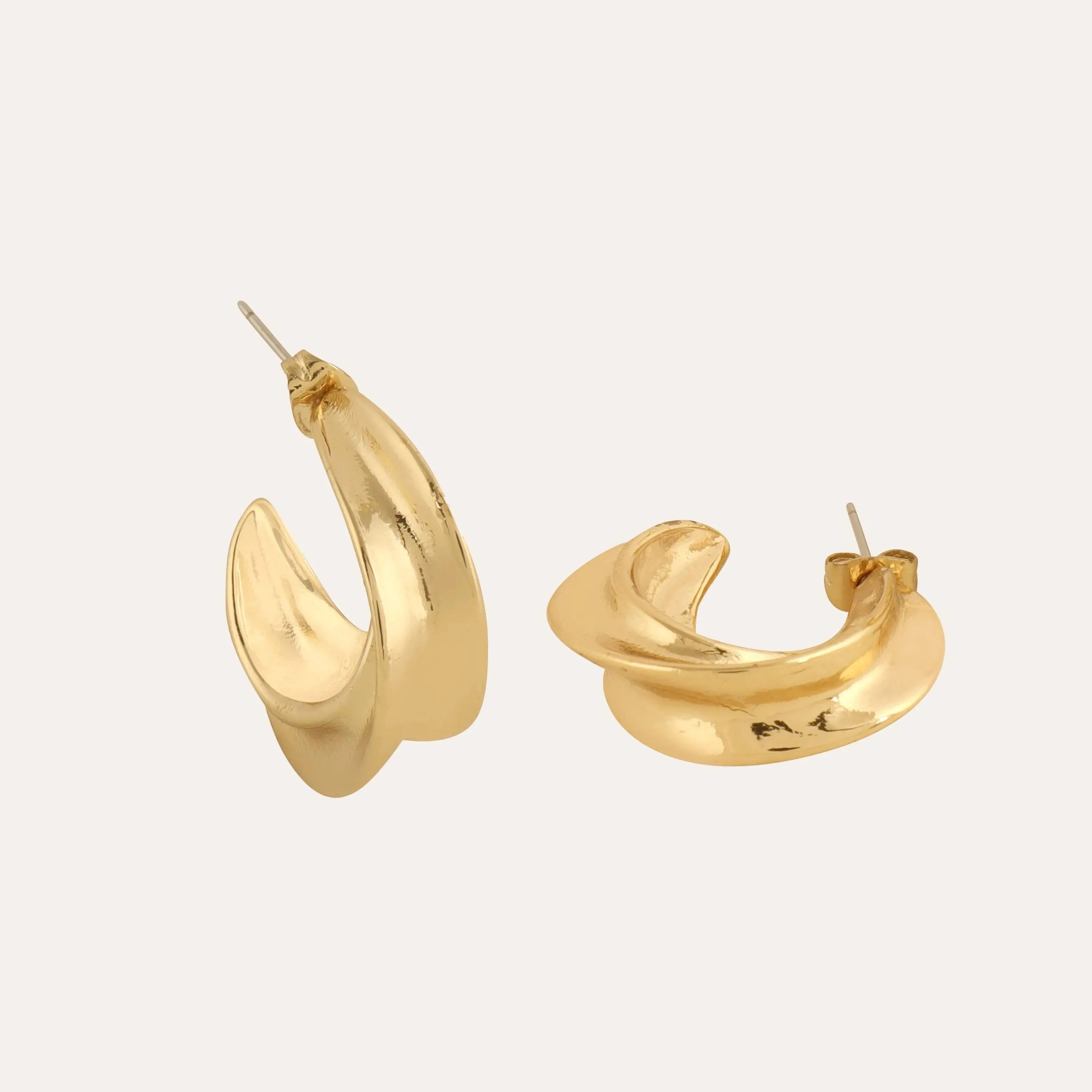 TFC Fluffy Clouds Gold Plated Hoop Earrings