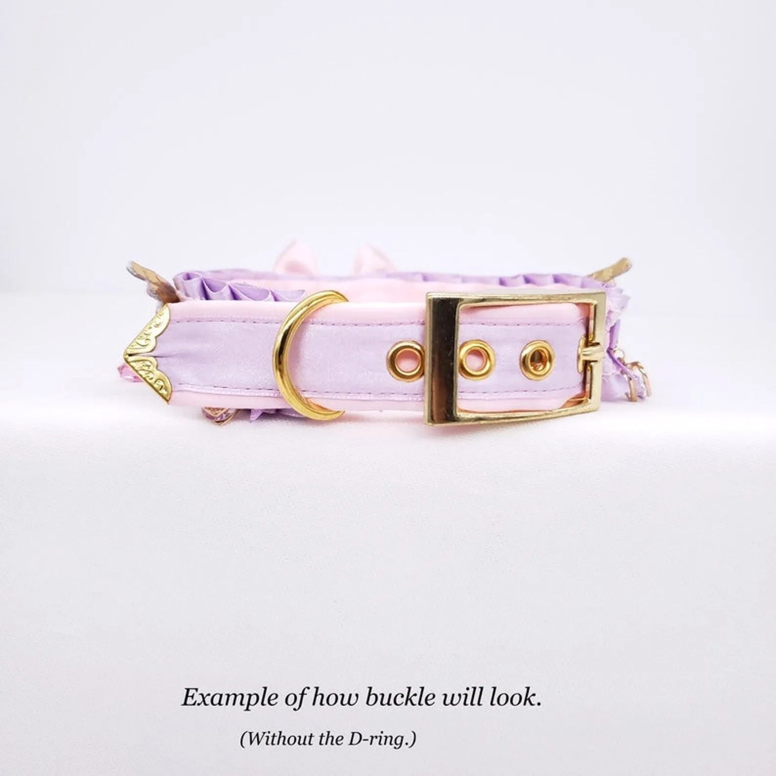 White, Pink Velvet and Gold Bunny Pet Play Collar
