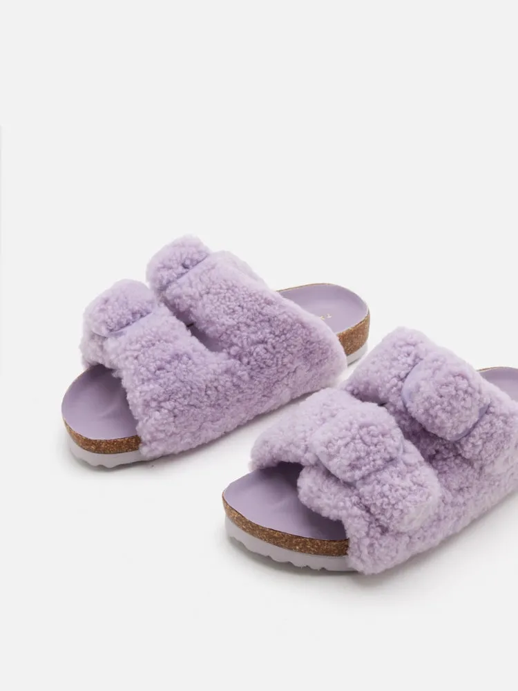 Winnie Buckle Detailed Wool Slides