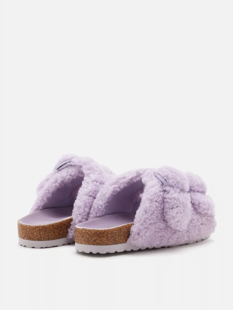 Winnie Buckle Detailed Wool Slides
