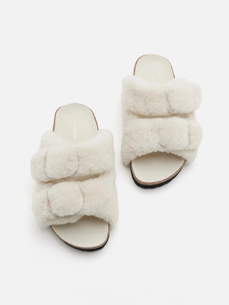 Winnie Buckle Detailed Wool Slides