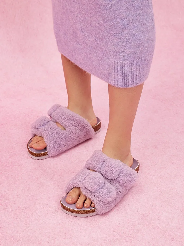 Winnie Buckle Detailed Wool Slides