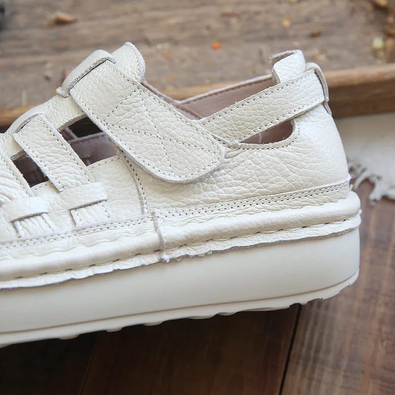 Women Summer Casual Hollow Plaited Leather Sandals
