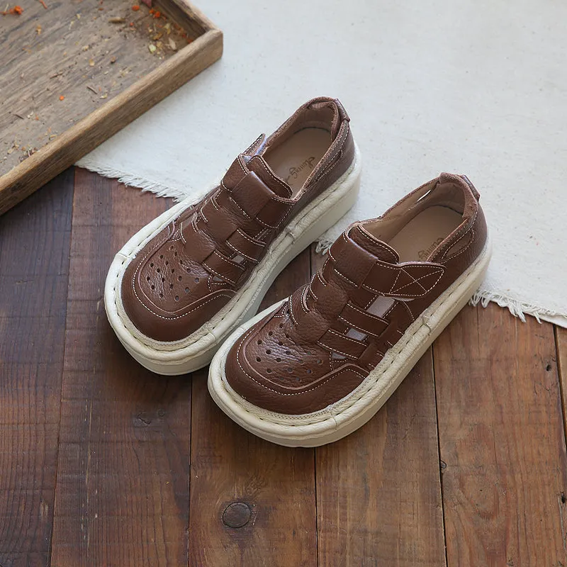 Women Summer Casual Hollow Plaited Leather Sandals